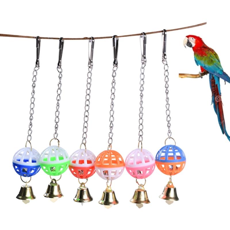 Bird Parrot Toy Colorful Swing Ball Toys with Bell Hanging Toy Cage Decorative Accessories for Small Medium Birds