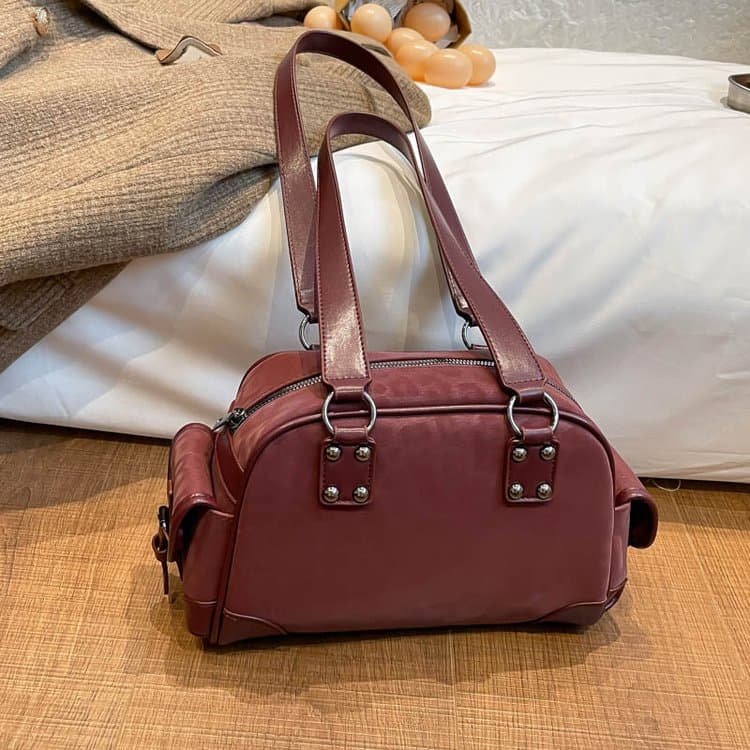 Leopard print Boston bag women's vintage shoulder bag