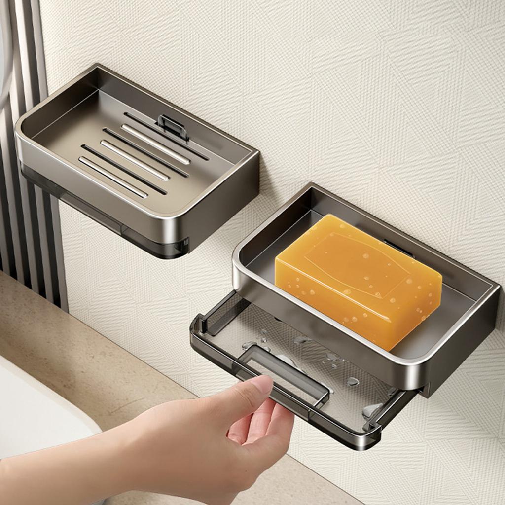 Soap Holder Soap Dish with Removable Drip Tray Bathroom Soap Organizers Aluminum Alloy
