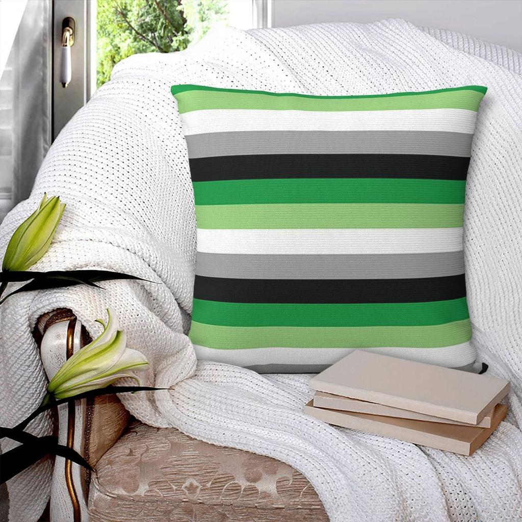 Aromantic Pride Flag Square Pillowcase Pillow Cover Polyester Cushion Decor Comfort Throw Pillow for Home Living Room