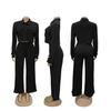 TW584 Women's Autumn Fashion Lapel Long Sleeve High Waist Wide Leg Pants Elegant Suit
