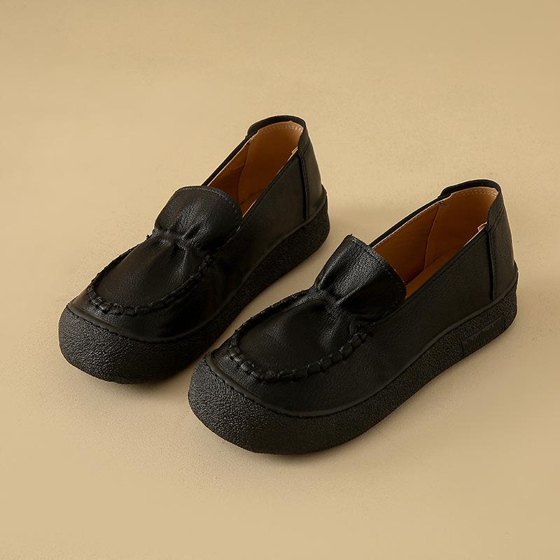 Autumn simple one-pedal women s single shoes comfortable mother shoes soft-soled soft-sided leather shoes flat-soled women s shoes Doudou shoes wo 35