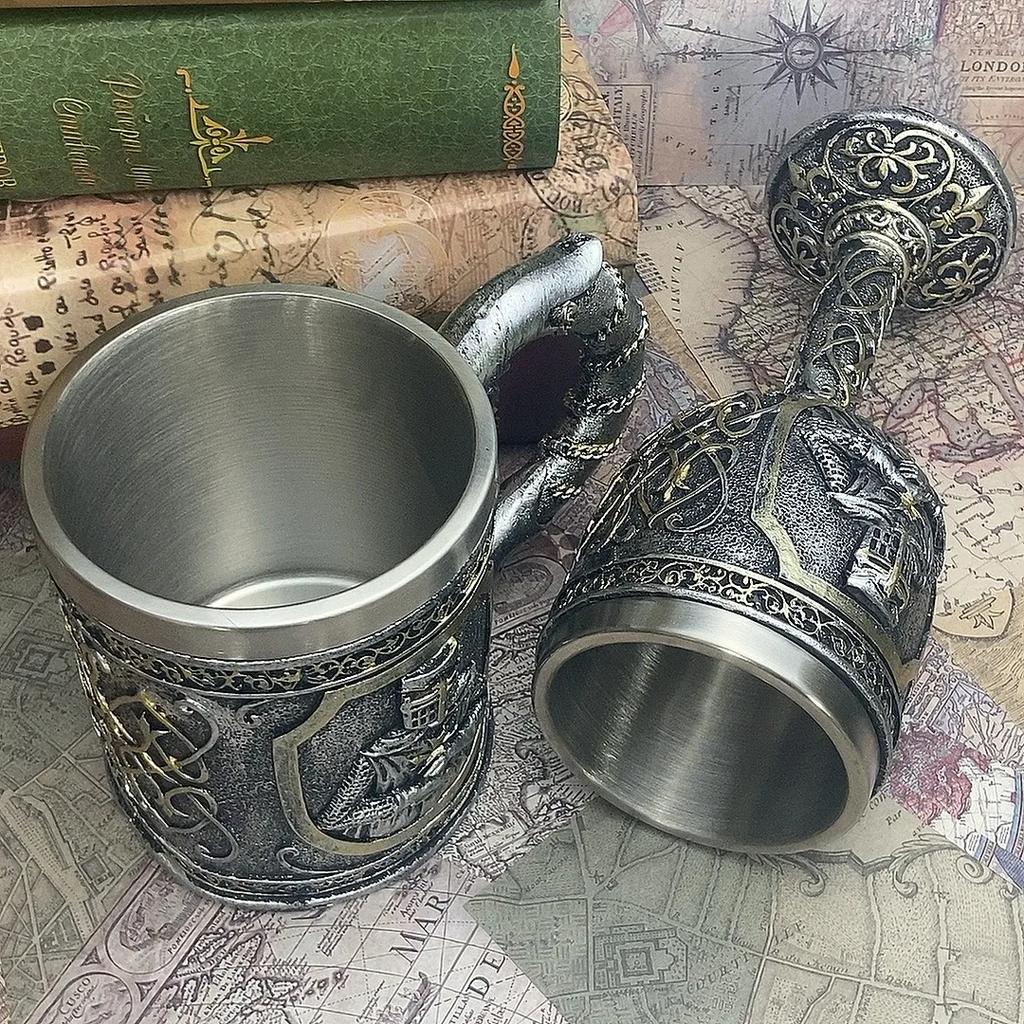 Medieval Armor Knight Sklenice na víno Vintage pohár Dekorace Whisky Legrační pohár Osobnost Dárkový kousek