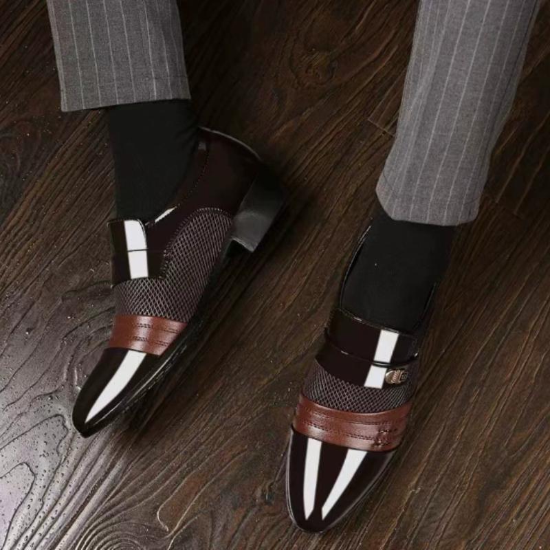 Fashion Patent Leather Shoes for Men Business Loafers Slip on Oxford Men's Shoes Moccasin Glitter Pointed Toe Footwear Men Zapatillas