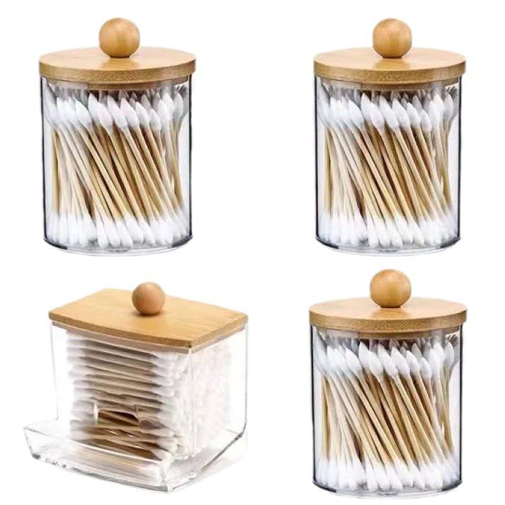 Acrylic Portable Cotton Swab and Pad Organizer
