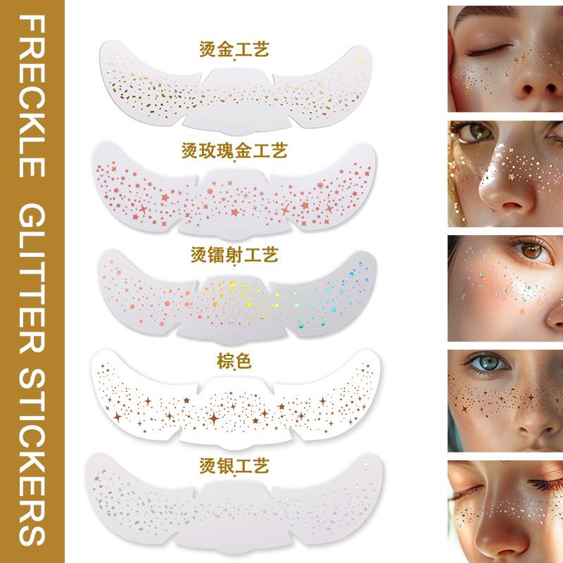 Naklejka Tatuaż Piegi Brązująca Naklejka na Twarz Piegi Makijaż Festiwal Muzyki Elektronicznej Impreza Taneczna Naklejka Tatuaż Piegi