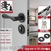 Magnetic Silent Black Wooden Bedroom Door Handle Lock