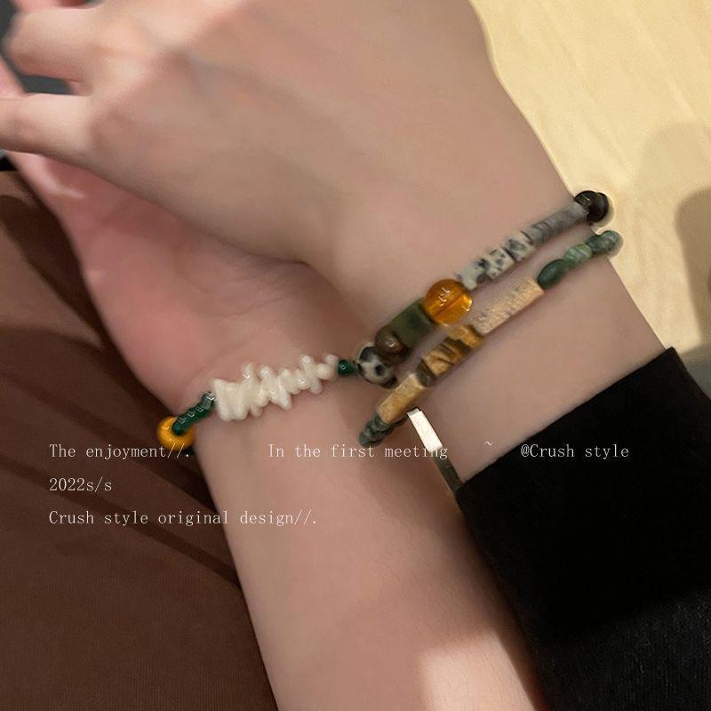 Handmade High-End Retro Tibetan Bead Bracelet with Natural Stone, Chinese Ethnic Style.