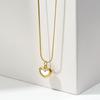 Lingyuan Korean Mother-of-Pearl Heart Necklace - Retro 18K Titanium Steel Clavicle Chain
