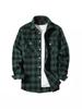 European Size Plaid Hooded Short-Sleeved Men's Cardigan Shirt with Double Pocket Flap