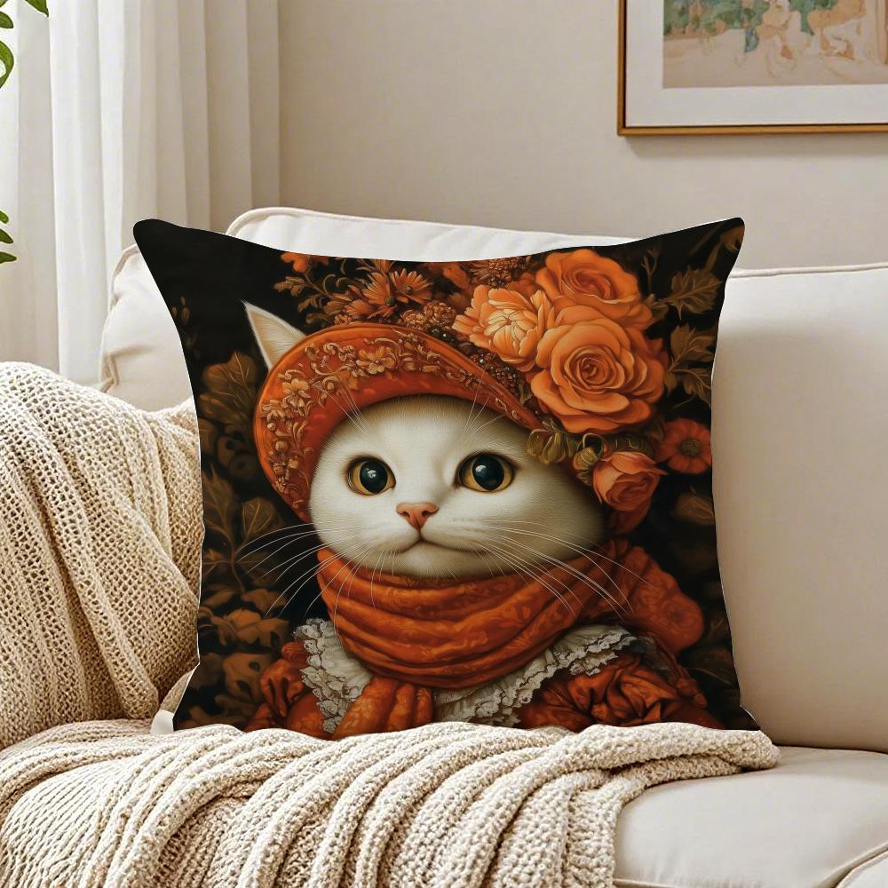 Süße Katze Druck Dekorativ Verspielt Kunst Kissenbezug Kissenbezug Milbenschutz Wohnzimmer Sofa Dekor Kissen Raum
