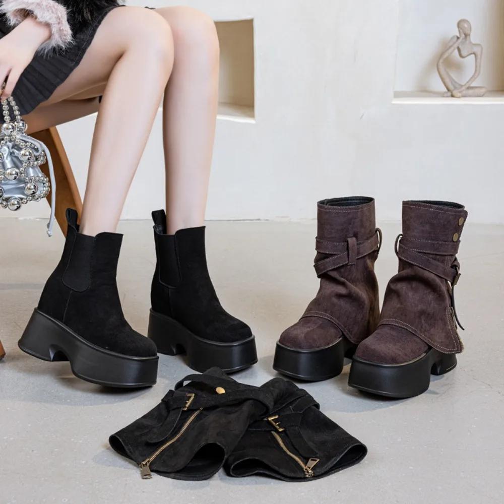 Kelnės Batai Moteriški batai Ruduo Žiema Nauja prekė Dviejų dalių nusegami trumpi batai moterims Mados platforminiai batai Botas