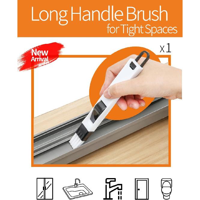 Groove Gap Cleaner Tools Set, 8 Pcs Hand-Held 2 Brush With Dustpan&Tweezer + 2 Sponge Brush With Dustpan + 2 Replacement Sponges +2 Crevice Brushes