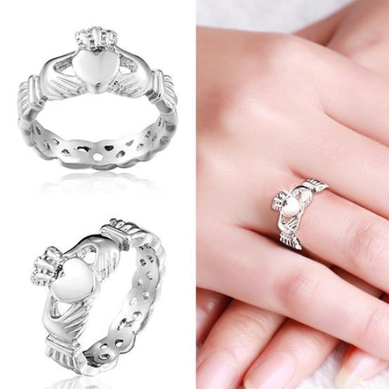 Fashion 925 silver filled anneaux de mariage pour femmes Blanc Saphir Bague Taille 6-10
