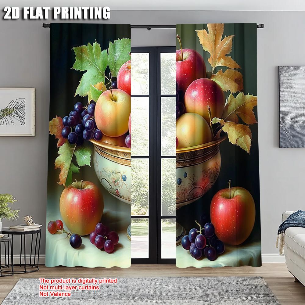 Curtain Cloth Print Fresh Delicious Fruit Without Rod Stuff Clearance Living Room Bedroom Curtains Set Of 2 Made Polyester Machine Washable Decor
