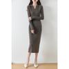 Women's Slim Fit Knit Bodycon Sweater Dress - Long Style for Autumn and Winter
