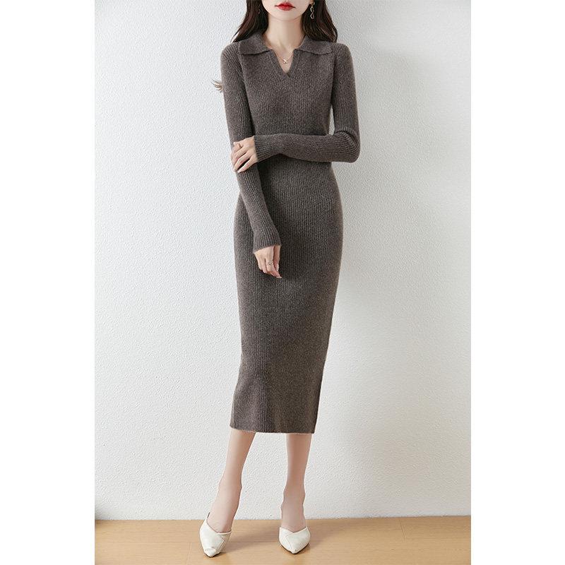 Women's Slim Fit Knit Bodycon Sweater Dress - Long Style for Autumn and Winter