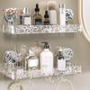 Bathroom Storage Rack with Hooks Transparent Wall-mounted Punch-free Self-adhesive Great Load Bearing Anti-slip Cosmetic Toothpaste Sink Oaganizer