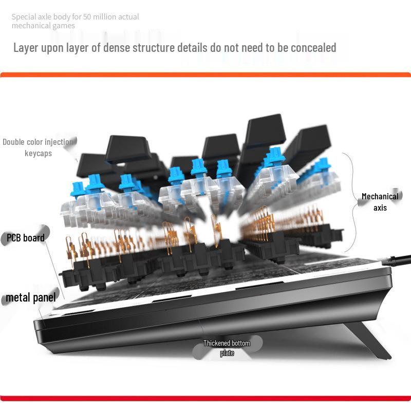 Silver Carving Mechanical Keyboard Set: 87/104 Keys, Blue/Black Clicky Switches, Mouse & Headset for Wired Esports Gaming