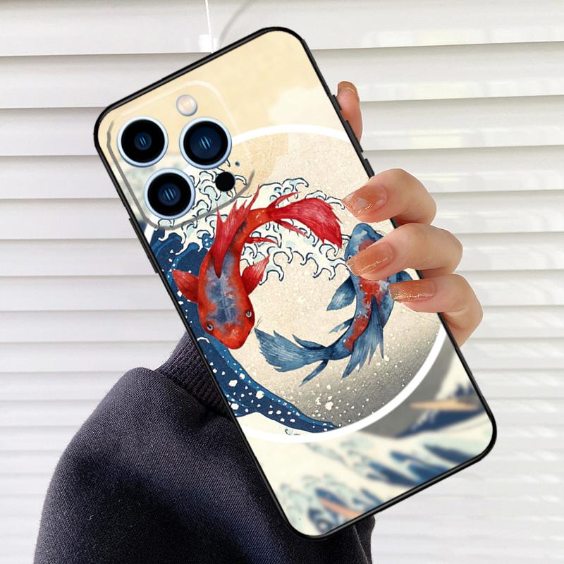 Tattoo Japanese Koi Dragon Wave Phone Case For iPhone 16 14 13 12 11 15 17 Pro Max mini 15 16 Plus 16e 17 Air Cover Fundas