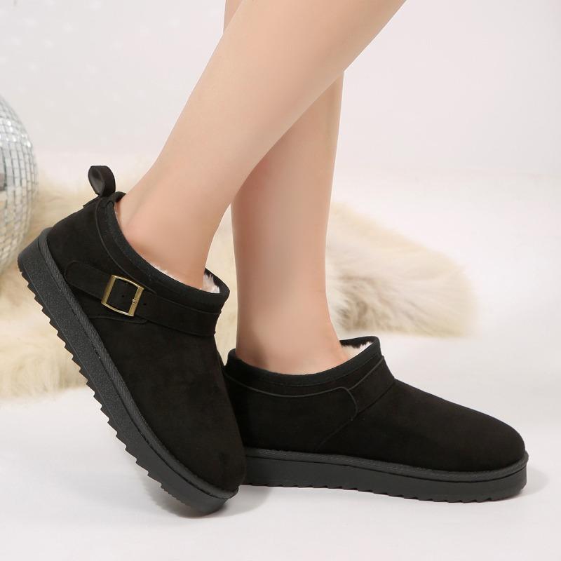 Snökängor med tjock sula, Varma bomullsskor, Halkskyddande ytterkläder, Fleece-korta stövlar