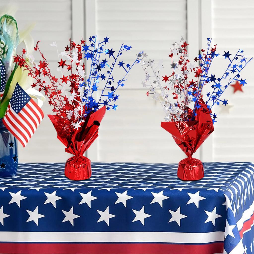 2 Packungen Metall-Kunststoff Patriotische Tischdekorationen, Rot und Blau Sternförmig, Unabhängigkeitstag Dekorationen, Feierartikel Dekorationen
