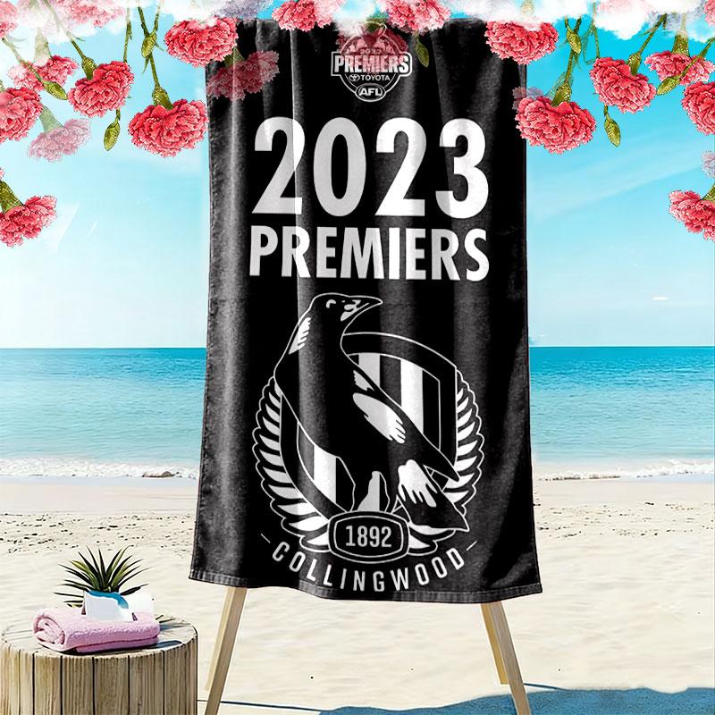 Collingwood Magpies Druck Strandtuch, Großes Weiches Schnelltrocknendes Handtuch für Strand Camping Schwimmen