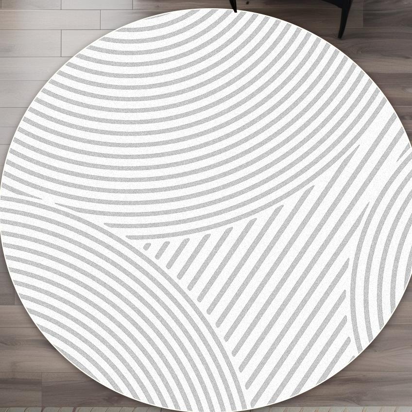 Einfacher Stil Runder Teppich Wohnzimmer Streifen Dekoration Waschbar Große Größe Teppich Badezimmer Garderobe Rutschfest Kurzer Samt Bodenmatte