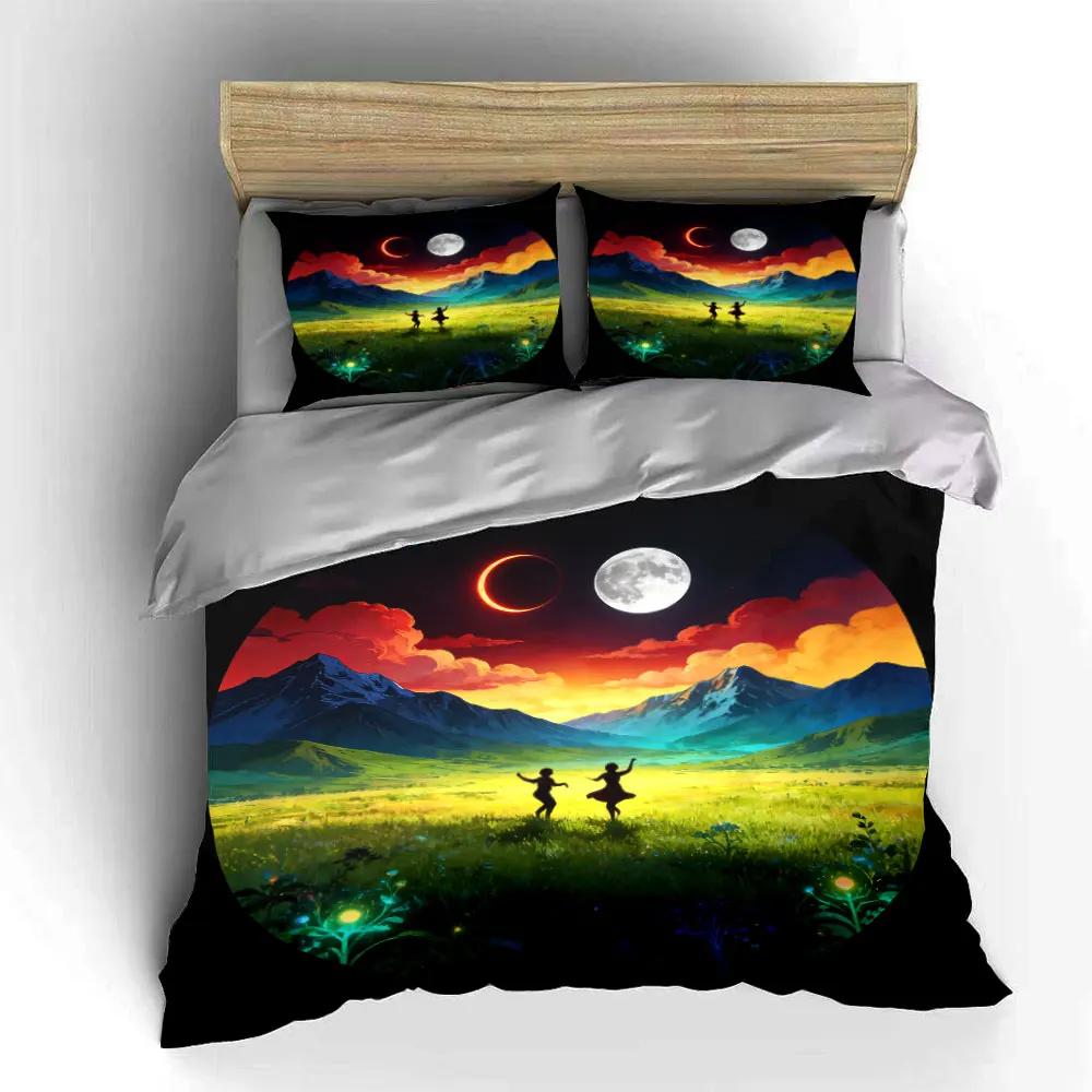 "Mountain Sunset Art Decor Set" Soft Comfortable Duvet Cover Bedding Set Included 1*Duvet Cover & 2*Pillowcases Gift