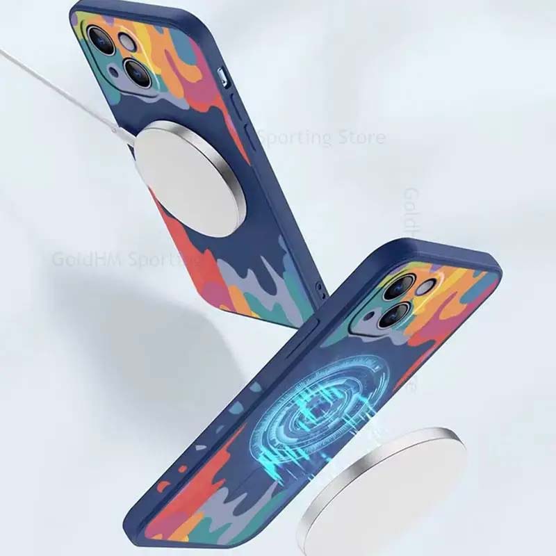 Pro Magsafe silikonové pouzdro na telefon pro iPhone 16 Pro Max Graffiti Magnetický kryt Magsafing pro Apple 15 13 12 Pro Max 14 16 Pro 7 8 Plus SE 2022 Fundas