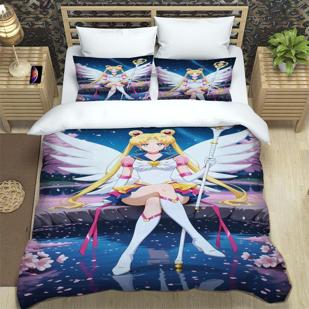 Neue Kawaii Sailor Moon Weiche und Bequeme Bettbezug, Kinderbettwäsche Set Geschenk, Extragroß, Mehrere Größen Verfügbar.