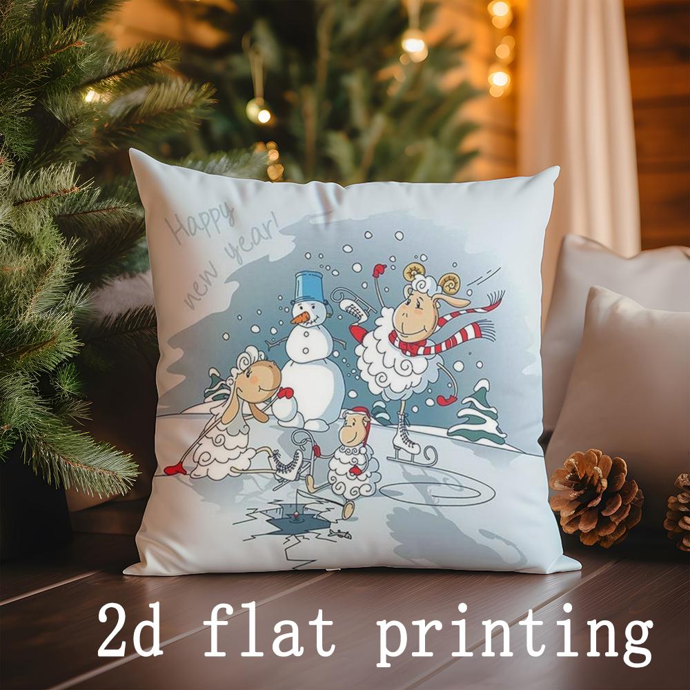 Wohndekor Weihnachten Cartoon Muster Kissenbezug Geeignet für Sofa Schlafzimmer Auto Kissenbezug Kissen Rechteckiges Rückenkissen