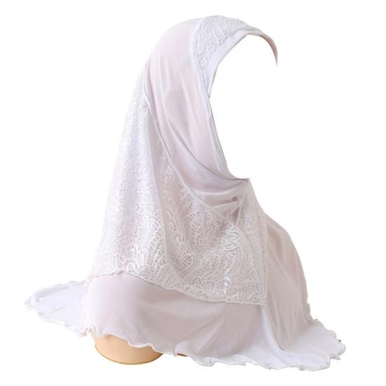 Women Lace Headscarf Hat Solid Color Breathable Turban Hat Chiffon Long Scarf Hat Stretchy Head Wrap