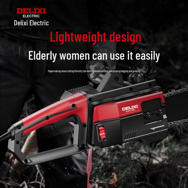 Delixi Handheld Electric Chainsaw: Compact Logging and Firewood Cutting Tool for Home and Outdoor Use