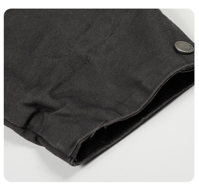 11KN Unisex Retro Distressed Workwear Jacket with Airplane Buckle and Wide Lapel