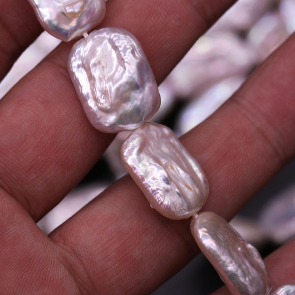 1String, Natural Freshwater Pearls, 15×18mm, Purple Rectangle Pearl Beads for Jewelry Making DIY Crafts, Wedding Gifts for Women, 36cm