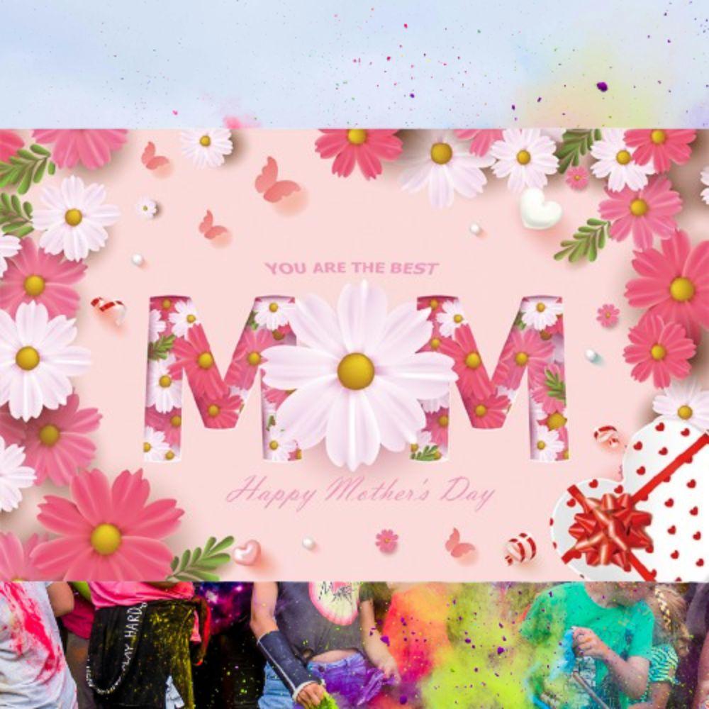 

Polyester Mom Photography Backdrop Pink Flower Hanging Background Photo Booth рожевий