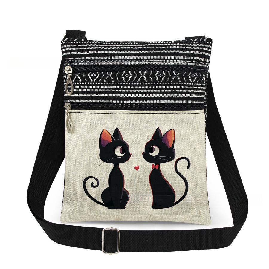 1PC Cat Print Tote Bags Women Shoulder Handbags Postman Package 6960