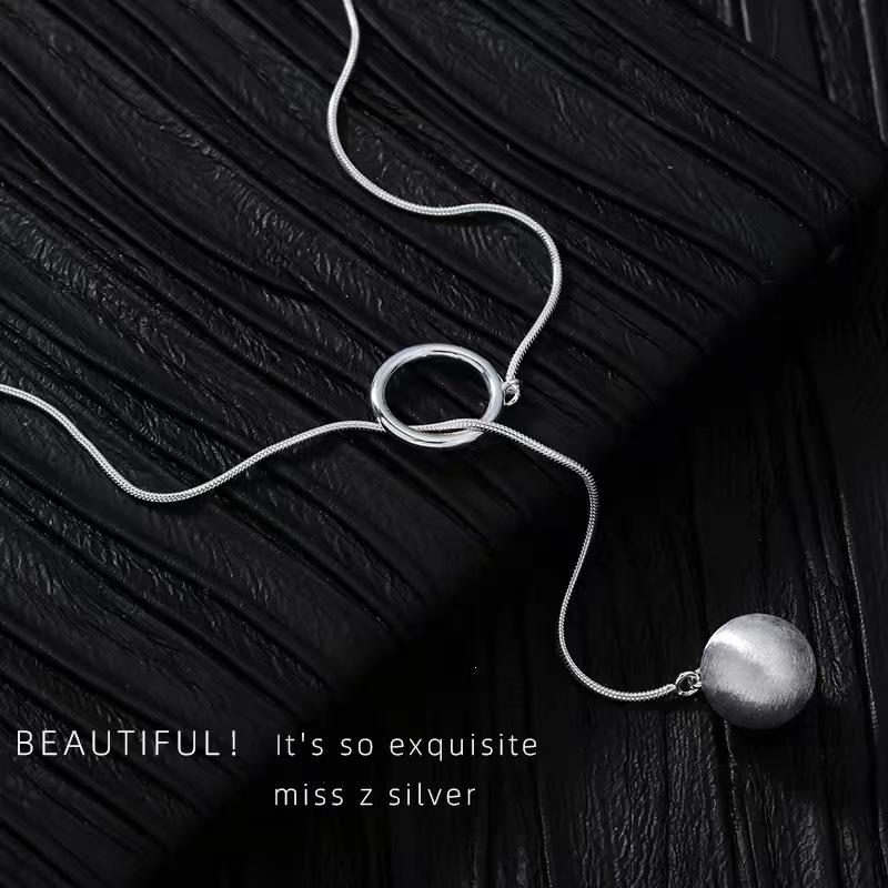 2024 New Style 925 Sterling Silver Round Bead Pendant Necklace for Women - Light Luxury Collarbone Chain