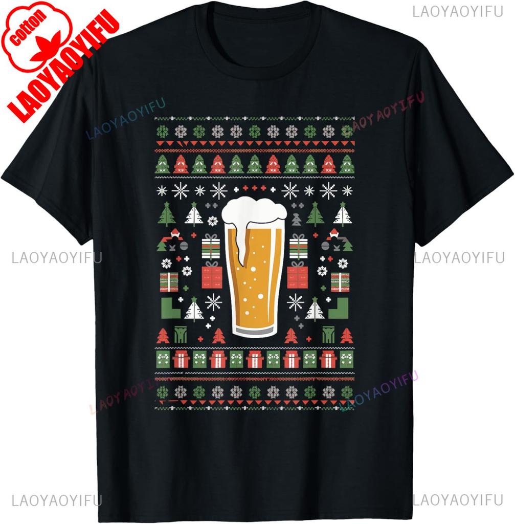 Beer Ugly Christmas TShirt Regular Short Sleeve Printed Tops Street Fashion Hipster Trending Comfortable Leisure Hot Sale Gift