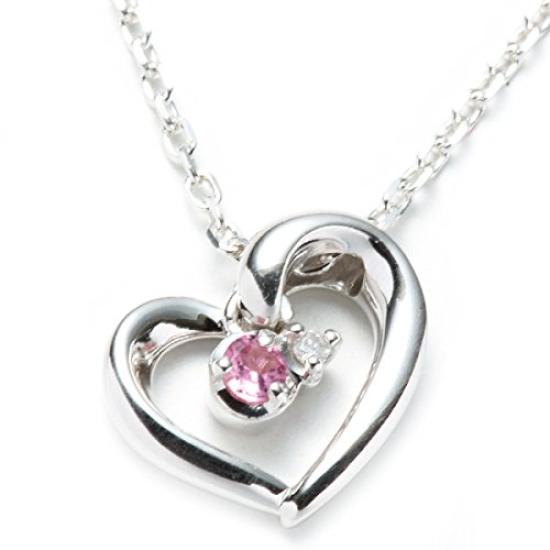 Wrapped Yondo Sea Necklace Pendant Open Heart Birthstone October Birthstone 4C Tourmaline 111614121816 [Set Item] 4℃ Women's