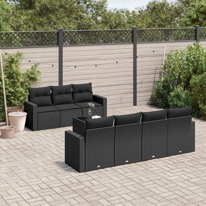 VidaXL Garden Lounge Set with Cushions 8 Pcs, Patio Sofas, Patio Furniture Set, Outdoor Furniture, Black 3218715