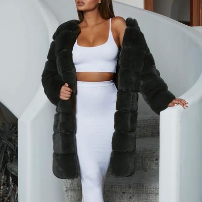 Ladies Winter Elegant Fur Padded Long Coat Party Fur Evening Dress Shawl  S-6XL