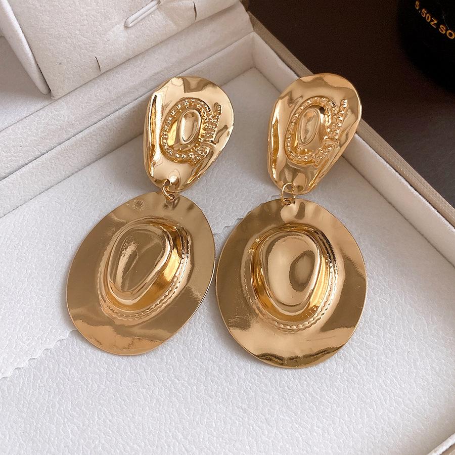 

European and American silver needle metal hat pendant earrings retro personality temperament earrings light luxury high-end earrings women
