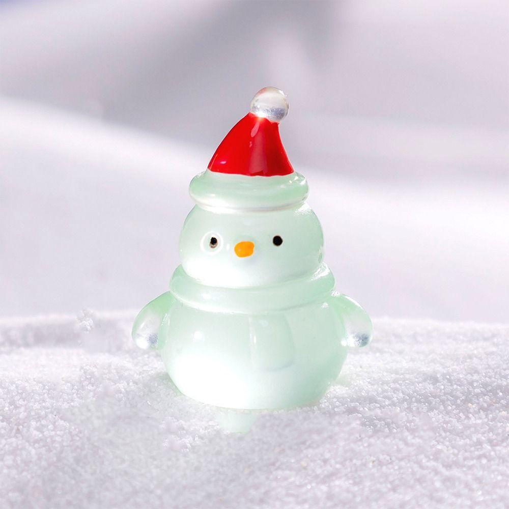 10pcs Glowing in Dark Christmas Snowman Statue Merry Christmas Decoration  Car Accessories