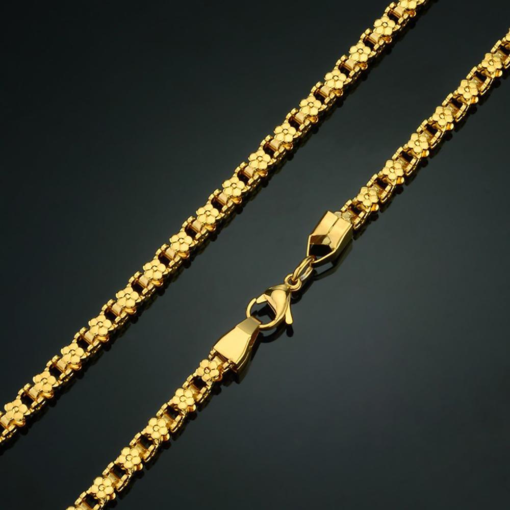 Punk Flower Charm Chain Necklaces 5mm Female Gold Silver Color Stainless Steel Box Chain Link Necklace For Women Jewelry Gift
