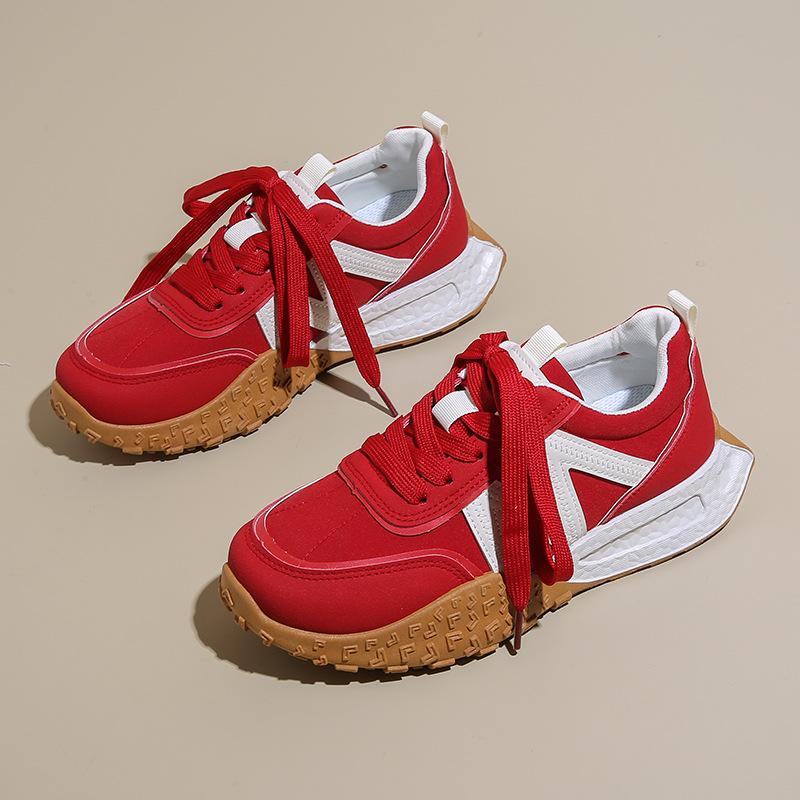 

College style versatile candy color scheme thick baseplate shoes German training shoes women s new fashion casual light dad shoes 40 красный