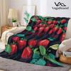 Dark Strawberry Bloom Flannel Blanket Warm Soft Halloween Christmas Couch Warm Cozy Decorative Decor Gift for All Season