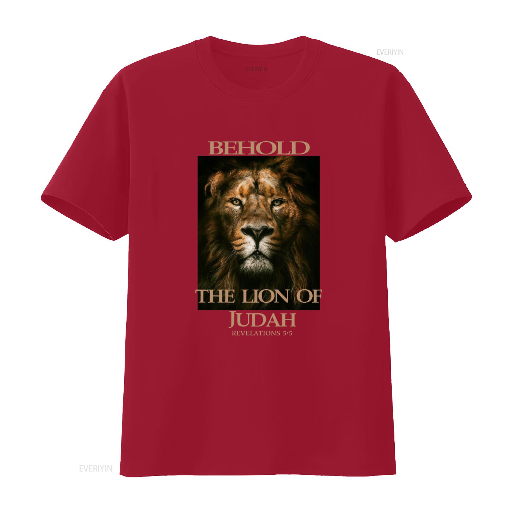 Christian Lion Art T Shirt BEHOLD The Of Judah Revelations 5 Design Inspirational Religious  vintage Washed homme Unisex S