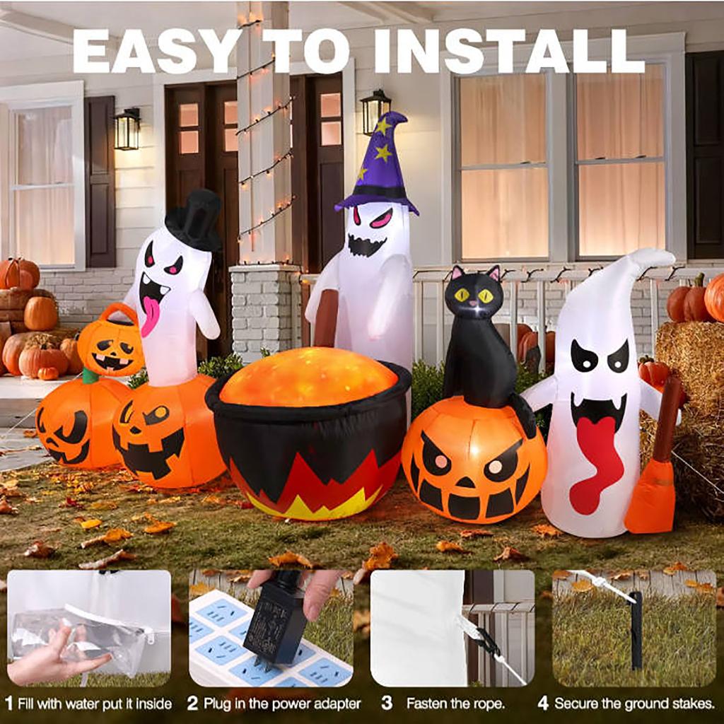 8.5FT Halloween Inflatables Pumpkin  Family With Built-in LED Lights, Halloween Blow Up Yard Decorations